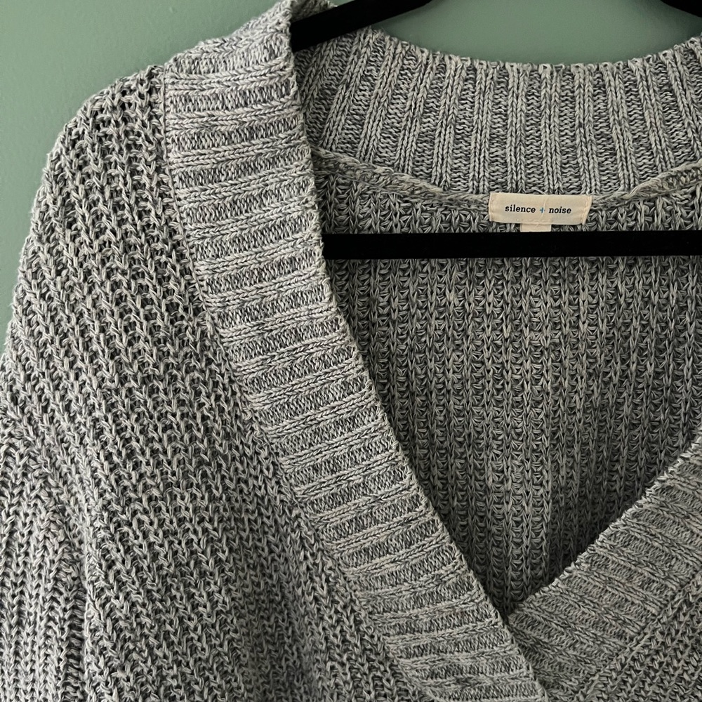 Gray oversized cable knit sweater